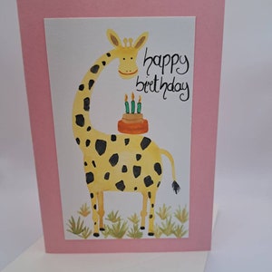 Joyeux anniversaire girafe - carte faite main girafe - aquarelle - carte d'anniversaire - joyeux anniversaire - biglietto giraffa
