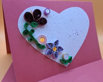 Carte d'anniversaire coeur - carte d'amour - carte de mariage - carte de voeux coeur - amour - carte faite main quilling carte coeur - carte de mariage