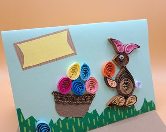 Osterkarte Osterhase Oster - Handgemachte Karte zu Ostern - Frohe Ostern - Easter Bunny - Happy Easter - Quilling card - buona Pasqua