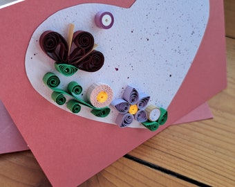 Geburtstagskarte Herz - Liebeskarte - Grusskarte Herz - Liebe - Handemachte Karte Quilling Herzkarte - originelle Karte