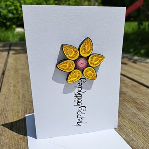 Geburtstagskarte blaue Blütenblätter - birthday card flower - Happy Birthday - Quilling Handgemachte Karte Blume - Paper art card