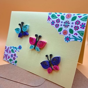 Geburtstagskarte Schmetterlinge Quilling Papier-Technik - Birthday Card Butterflies - originelle Grußkarte - Karte Schmetterlinge