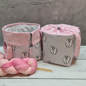 Kleine Projekttasche "Girl" mit 3er-Innenfach / Projekttasche für Stricken / Bobbeltasche