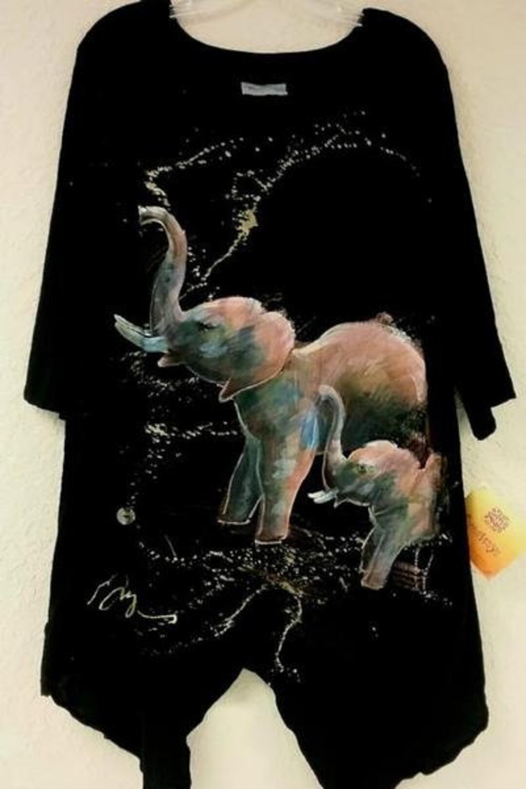 Cottonways Neon Elephant Hand Painted Cotton Gauze Top - Etsy