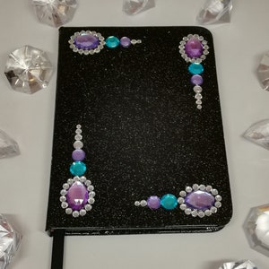 Notebook lined black with rhinestones image 1