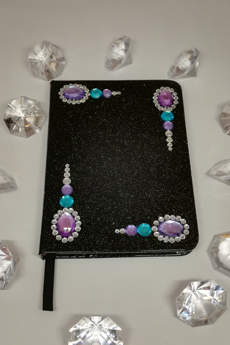 Notebook lined black with rhinestones image 1