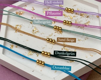 LITTLE wish Zierliches Armband Fusskettchen Gold Perlen 24k verstellbar