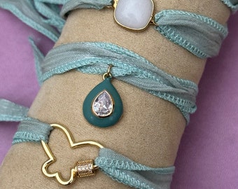 Wrap bracelet symbol natural stone butterfly festival