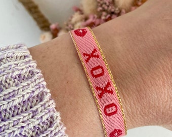 Festival bracelet LOVE XOXO woven band fabric bracelet text bracelet foot band