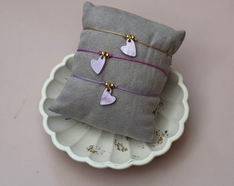 Dainty heart purple bracelet necklace adjustable