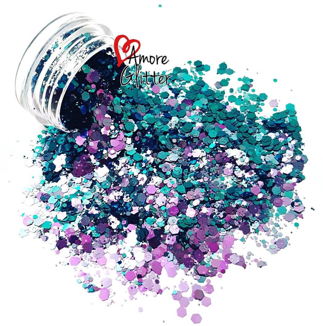 Color Shifting Glitter Mix Teal Purple Loose Glitter Chunky Etsy