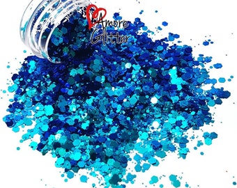 Color Shifting Glitter Mix Blue Turquoise Loose Glitter Chunky Glitter Solvent Resistant Polyester Glitter Cosmetic Glitter