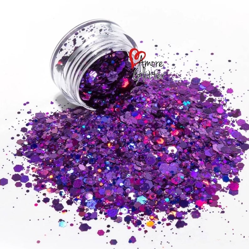 Purple Holographic Glitter Mix Loose Glitter Chunky Glitter Etsy