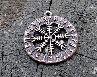 Aegishjalmur Viking Necklace, Helm of Awe Warrior Pendant