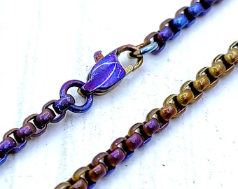 Rainbow Titanium Box Chain, Unisex Industrial Jewelry