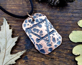 Collar de símbolo de tierra de alquimia, collar de cobre forjado a mano, collar de brujas, collar de alquimia, colgante de símbolo de la tierra, alquimia elemental