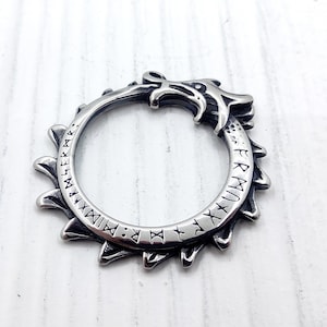 Stainless Steel Infinity Serpent Pendant - The Ouroboros Necklace with all Elder Futhark runes. Viking amulet, Viking symbol, Norse runes