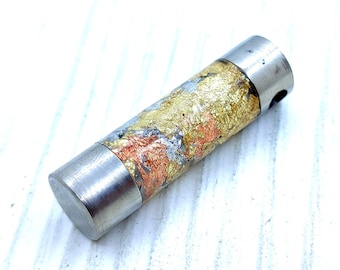 Titanium Pendant with Gold, Silver, and Copper Foil Fused Together in Resin - A Multimetal Fusion of Elegance