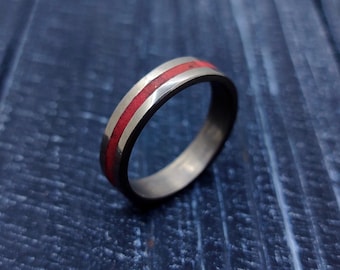 Luminescent Red: Cyberpunk Glowing Titanium Ring - Futuristic UV-Luminous Jewelry