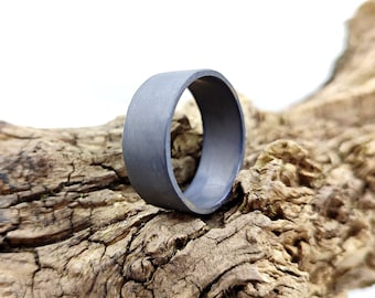 Mens Matte Grey Titanium Ring, Minimalist Brutalist Band, Simple Hypoallergenic Titanium Jewelry