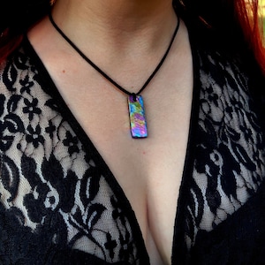Genuine forged rainbow titanium bar pendant, lightweight titanium pendant, Hypoallergenic jewelry, titanium jewelry,Titanium steel necklace