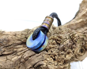 Titanium Circle Disc Pendant with Groove and Bead Accent: Timeless Elegance in a Round, Allergen-Free Statement Piece