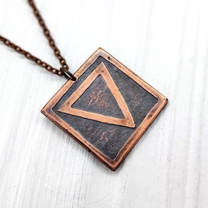 Alchemy water symbol necklace, Magic vintage copper necklace, Witchy necklace, Alchhemy necklace, Water symbol pendant, Elemental alchemy