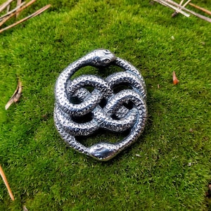 Stainless Steel Ouroboros Pendant: Two Entwined Snakes in Infinity Symbol Design, intertwined snakes, gnostic snakes