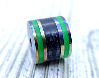 Glowing Green Titanium Pendant with Carbon Fiber Inlay With Titanium Chain - Stylish EDC Necklace for Everyday Carry Enthusiasts