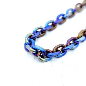 Rainbow titanium handmade chain, titanium unisex chain, titanium chain, industrial jewellery, Pure titanium chain, Brutalist titanium