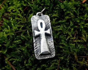 925 Silver Ankh Pendant Necklace, Egyptian Cross Medallion