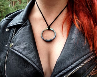 Forged titanium circle pendant, Titanium ring pendant, Hypoallergenic  Necklace, Hammered Round Circle Disk Necklace