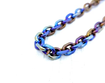 Rainbow Titanium Chain, Handmade Unisex Jewelry