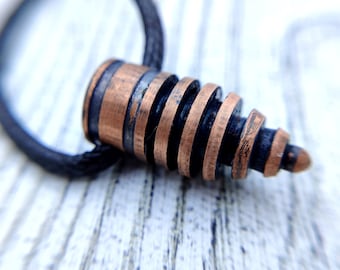 Copper Cone Pendant With 8 Grooves - Steampunk Copper Necklace for Steampunk Entusiasts, Steampunk outfit, Steampunk copper