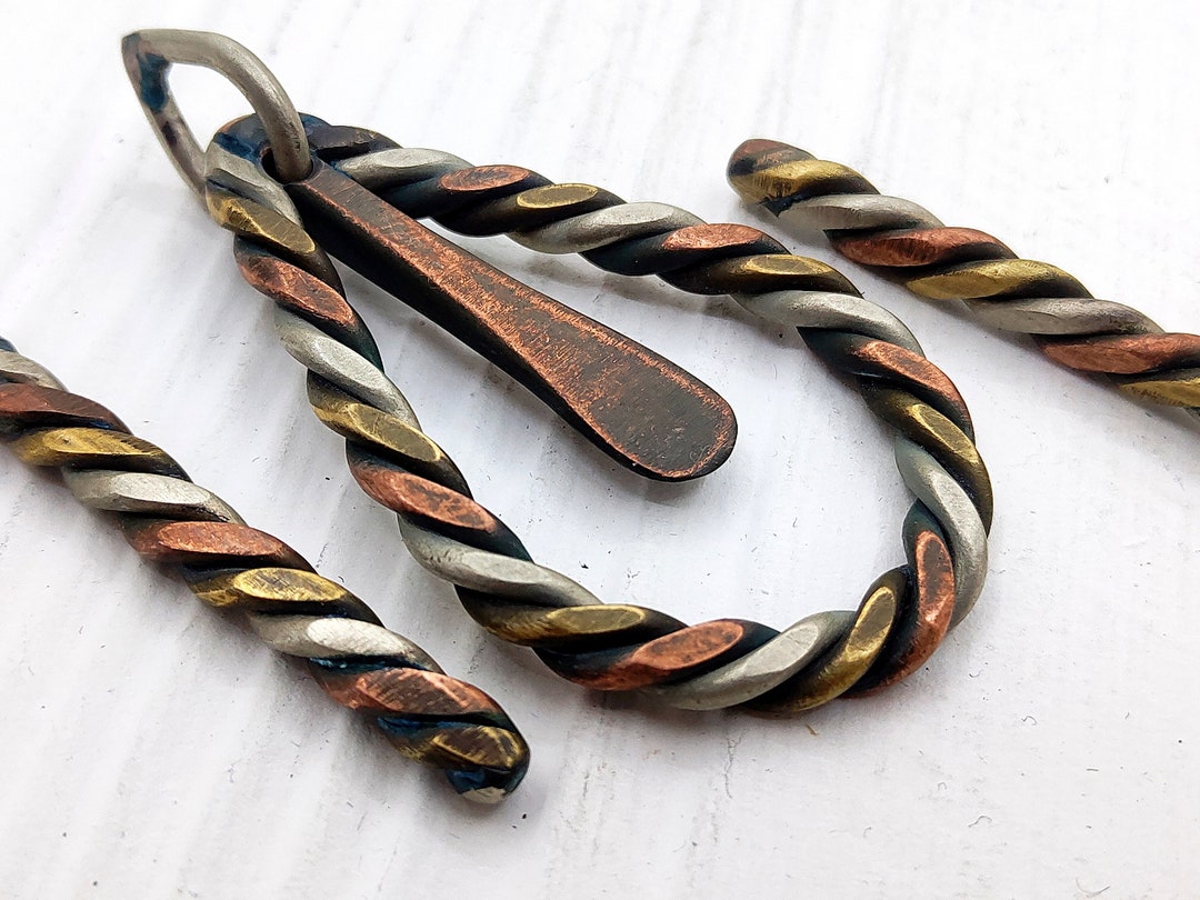 Triple Metals Jewelry Set, Pendant and Earrings Made From Copper, Brass ...