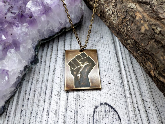 Raised Fist Necklace Black Lives Matter 