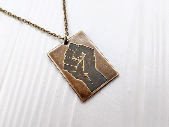 Raised Fist Necklace Black Lives Matter 