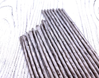 Raw Titanium Hair Stick, Forged Hair Pin Accessory, Hair bun holder, Hammered titanium hair fork, Silver hair sticks
