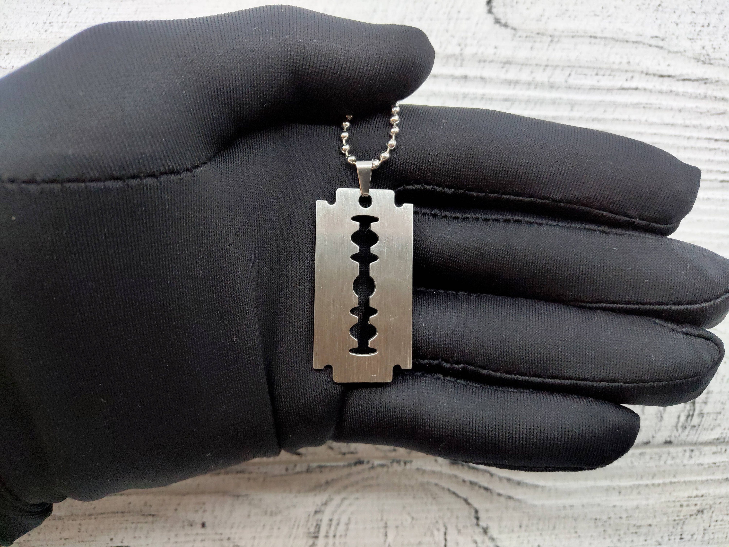Stainless steel Razor Blade Pendant Necklace Halloween Etsy