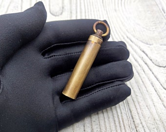 Brass bullet urn necklace, Pill box necklace, Travel pill box, Pill holder keychain, Stash necklace, Pill container, Urn pendant