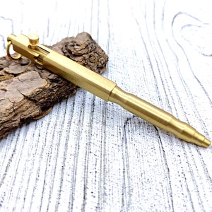 Brass Signature Bolt Action Pen with Leather Case: A Timeless Writing Companion, Brass Pen, Metal Pen