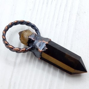 Tiger eye necklace with citrine, tiger eye crystal pendant, Indie necklace, Raw stone citrine crystal necklace, Witch jewelry