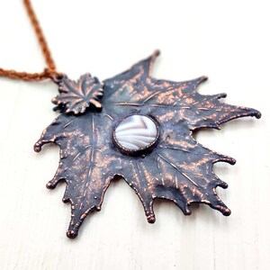 Real maple leaf pendant, Agate pendant, Metal leaf pendant, Maple leaf jewelry,Copper leaf pendant, Maple jewelry, Nature Jewelry