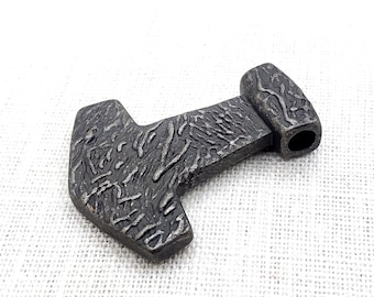 Hand Forged Mjolnir Pendant, Norse Pagan Thor Hammer Necklace