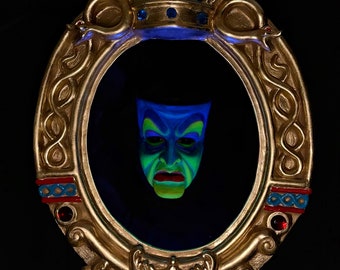 Handcrafted Baroque Mirror, Evil Queen Fantasy Decor, Collector Prop, Aged Gold Frame