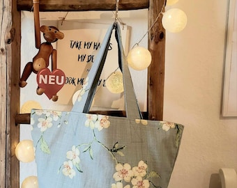 Einkaufstasche  Tragetasche  Shopping bag Tasche Kirschblüte Hellblau