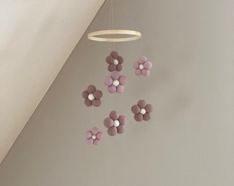 Mobile bébé fleurs rose crème bébé mobile marguerite feutre fleurs mobile fleurs pépinière suspendue décor fleurs mobile lit fleurs boho