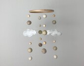 Mobile baby, mobile tube trolley, baby mobile, nursery décor, kids, nursery décor, nursery, gift, birth, felt mobile, clouds, balls, wood