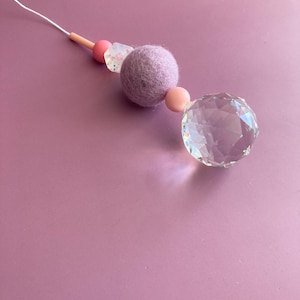 Large suncatcher with felt ball and colorful silicone beads | stylish home accessory & gift idea with rainbow effect image 7