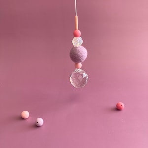 Large suncatcher with felt ball and colorful silicone beads | stylish home accessory & gift idea with rainbow effect image 8